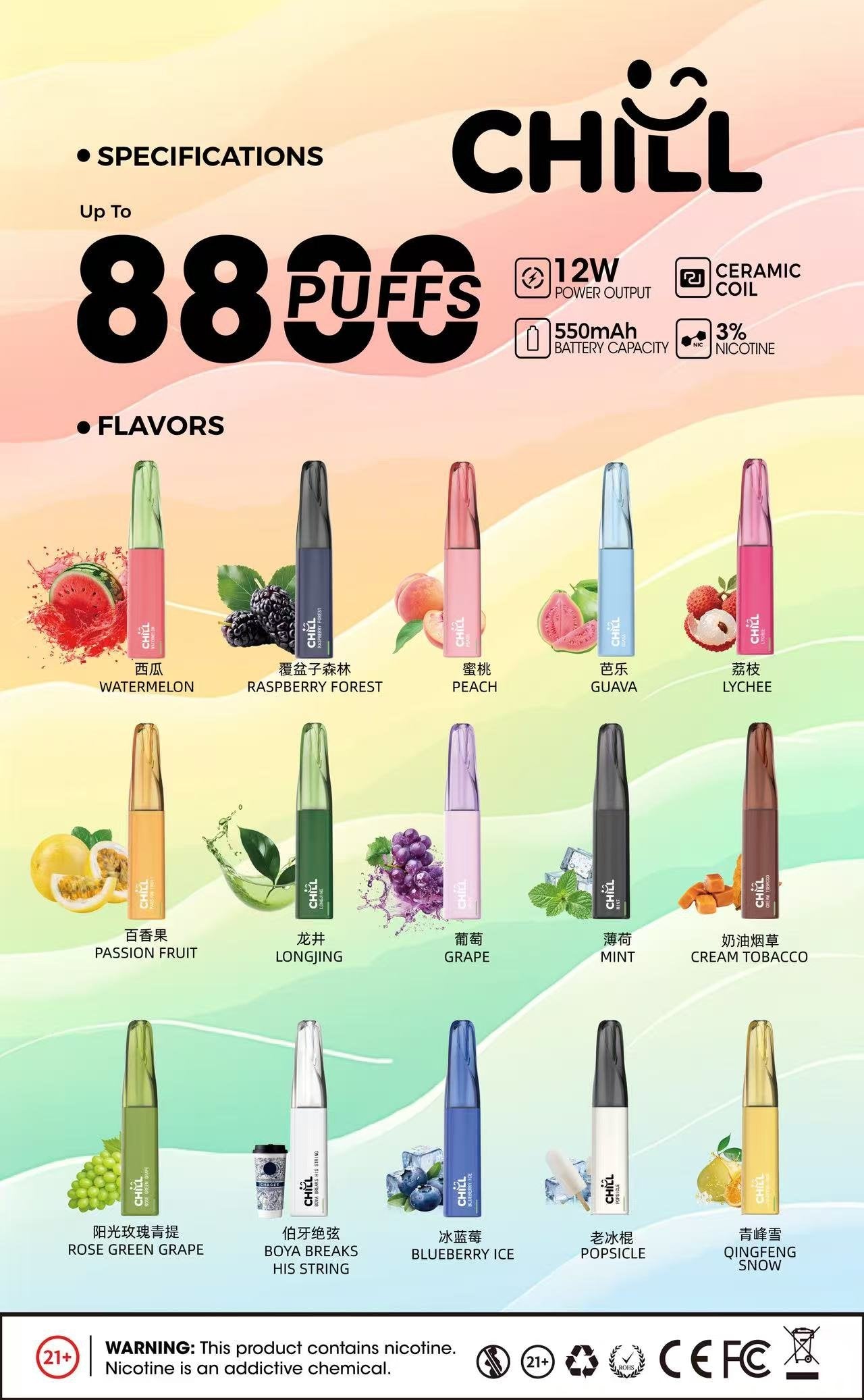 【買10贈1】CHILL拋棄式8800口 鴨嘴獸一次性電子煙